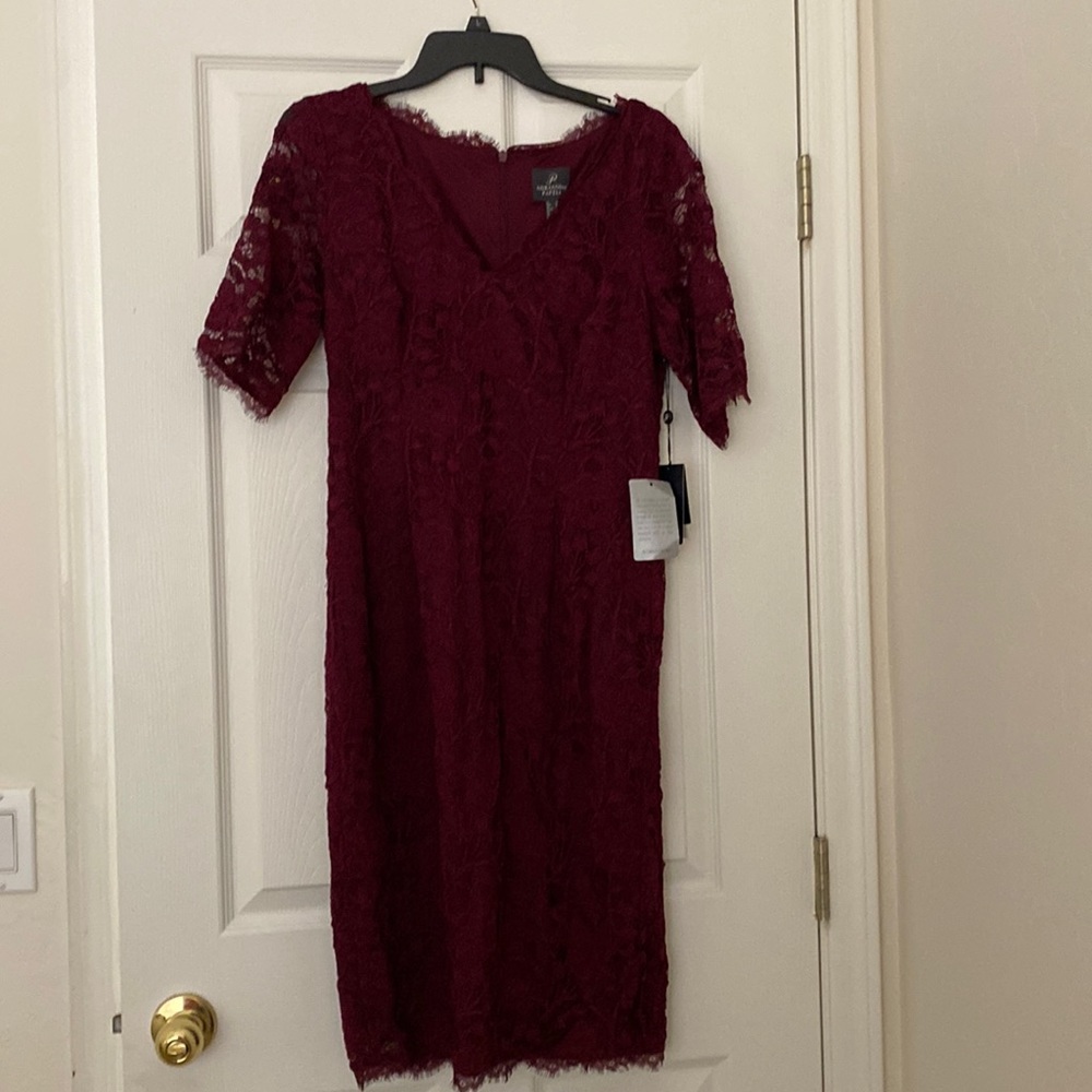 Adrianna Papell rose lace sheath dress NWT